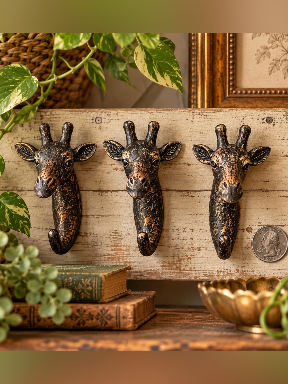 Giraffe Wall Hooks Set of 3 Hand Refinished